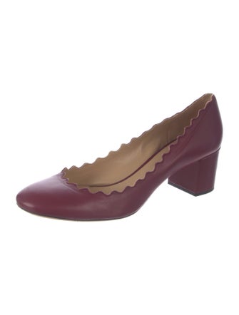 Chloé Leather Scalloped Accent Pumps