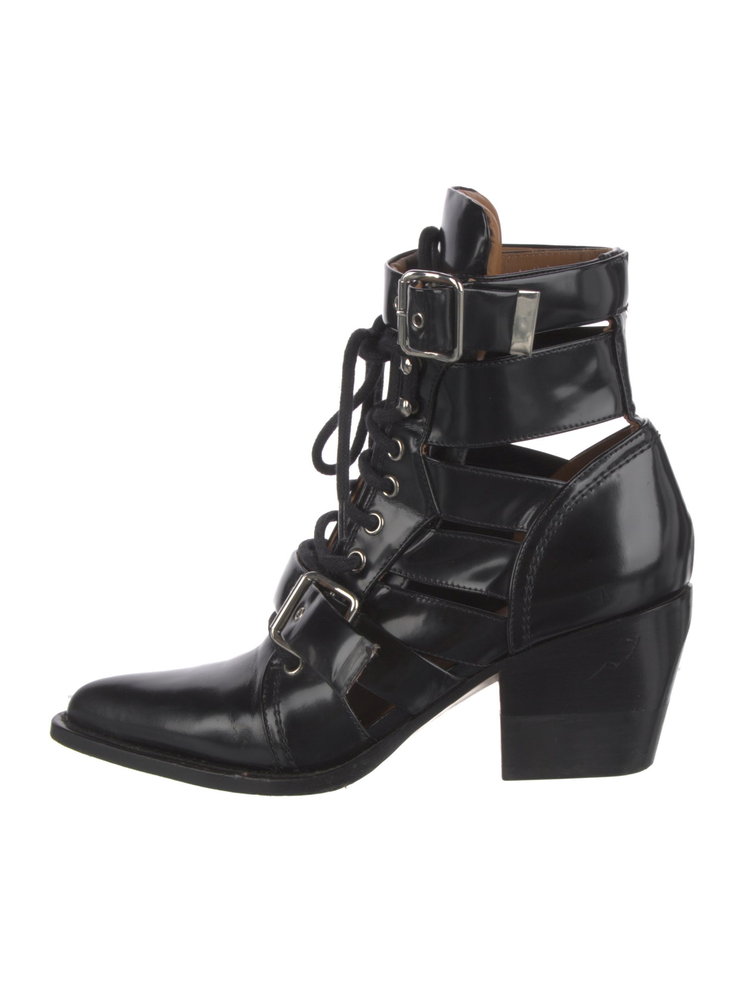 Chloé Patent Leather Lace-Up Boots