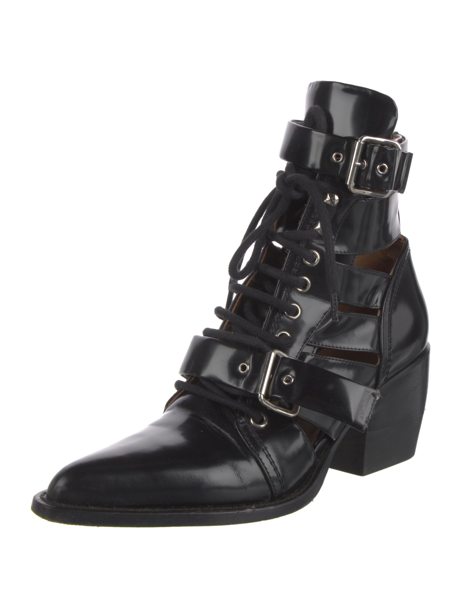 Chloé Patent Leather Lace-Up Boots
