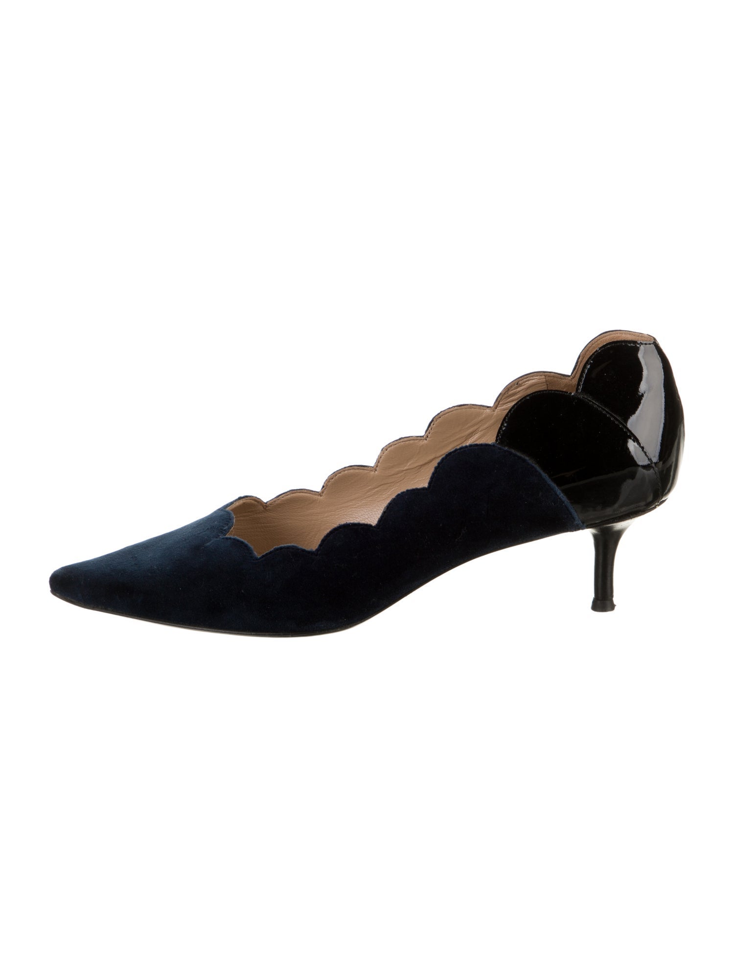 Chloé Suede Scalloped Accent Pumps