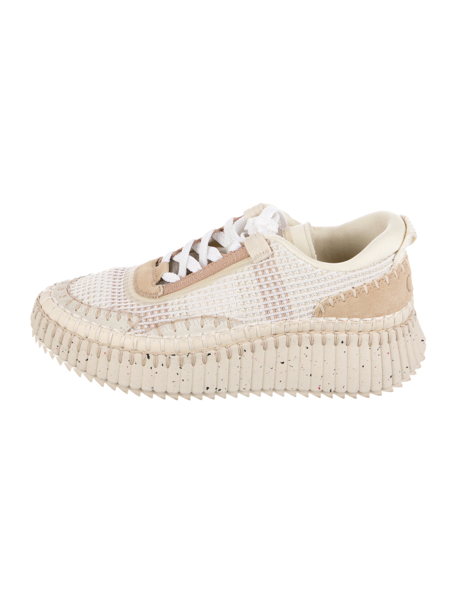 Chloé Colorblock Pattern Mesh Accents Sneakers