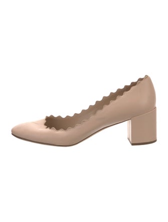 Chloé Leather Scalloped Accent Pumps