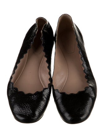 Chloé Patent Leather Scalloped Accent Ballet Flats
