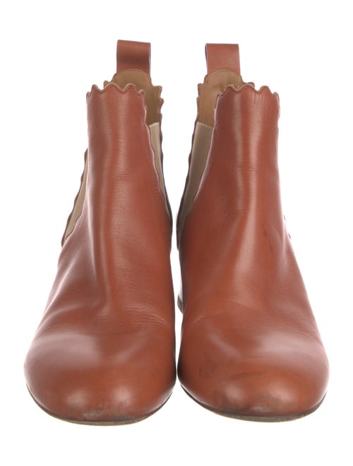 Chloé Leather Scalloped Accent Chelsea Boots