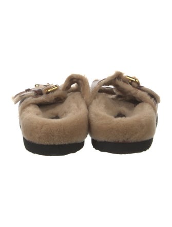 Chloé Leather Fur Trim Slides