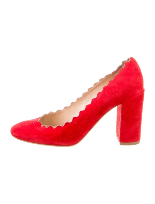 Chloé Suede Scalloped Accent Pumps