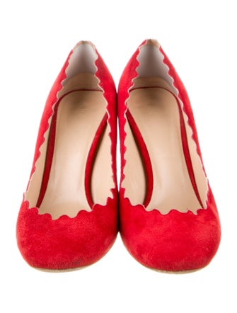Chloé Suede Scalloped Accent Pumps