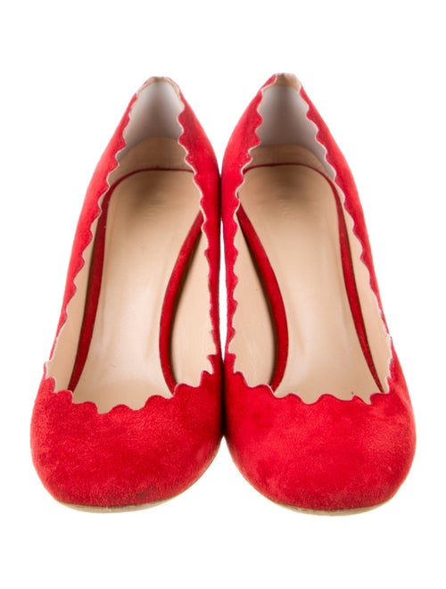 Chloé Suede Scalloped Accent Pumps