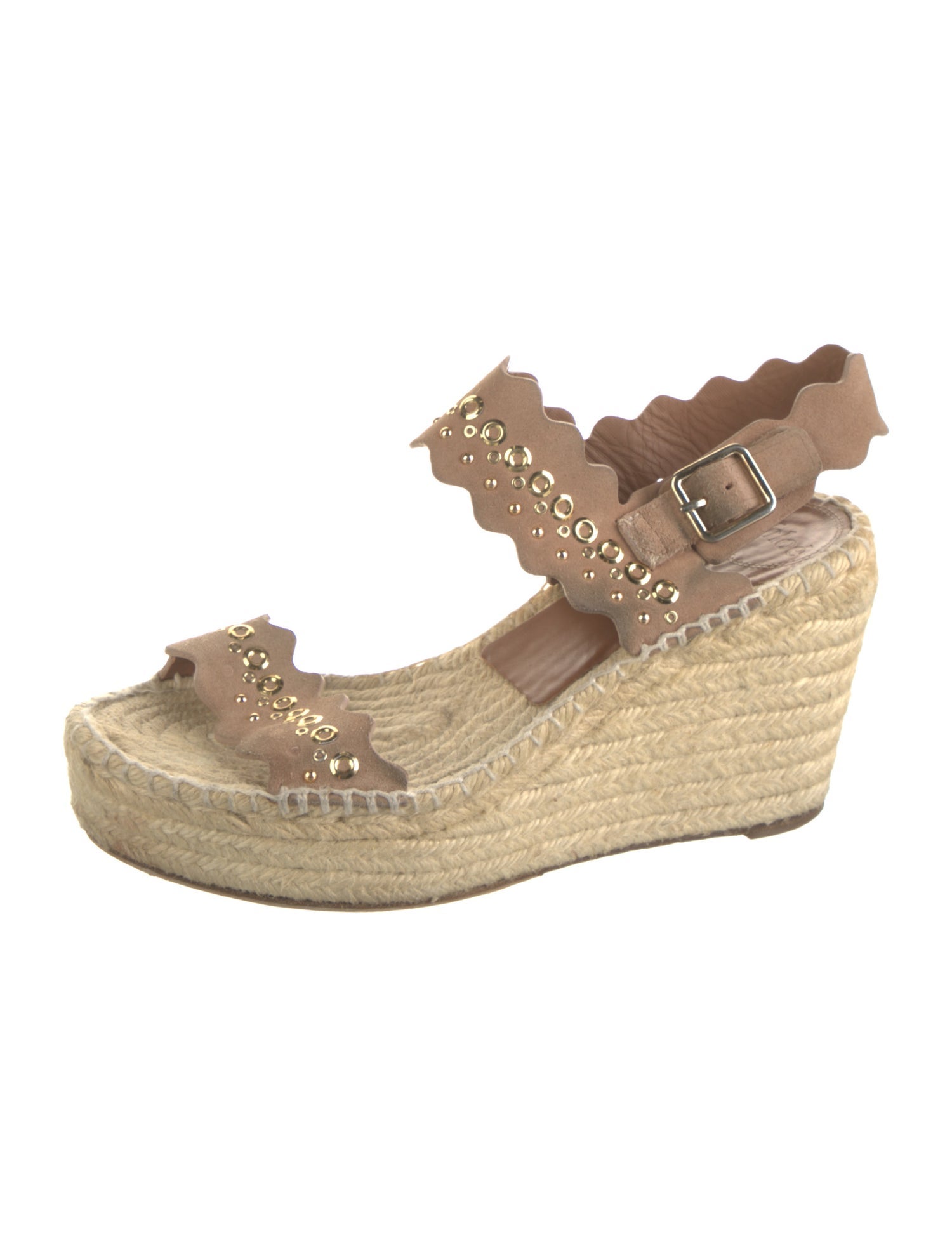 Chloé Suede Studded Accents Espadrilles