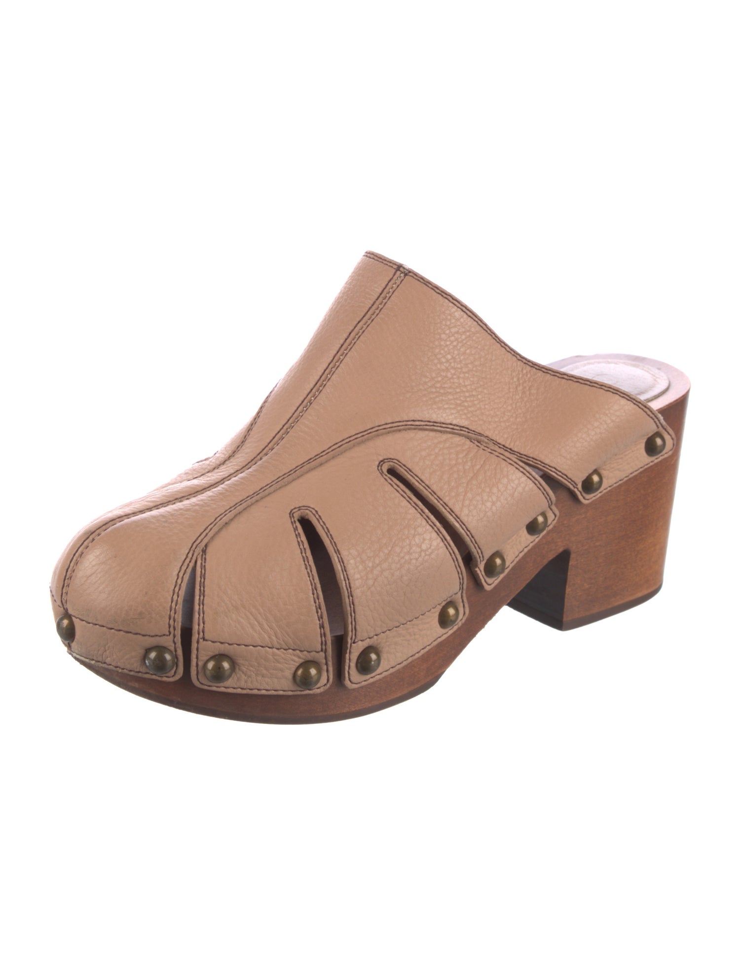 Chloé Leather Cutout Accent Mules