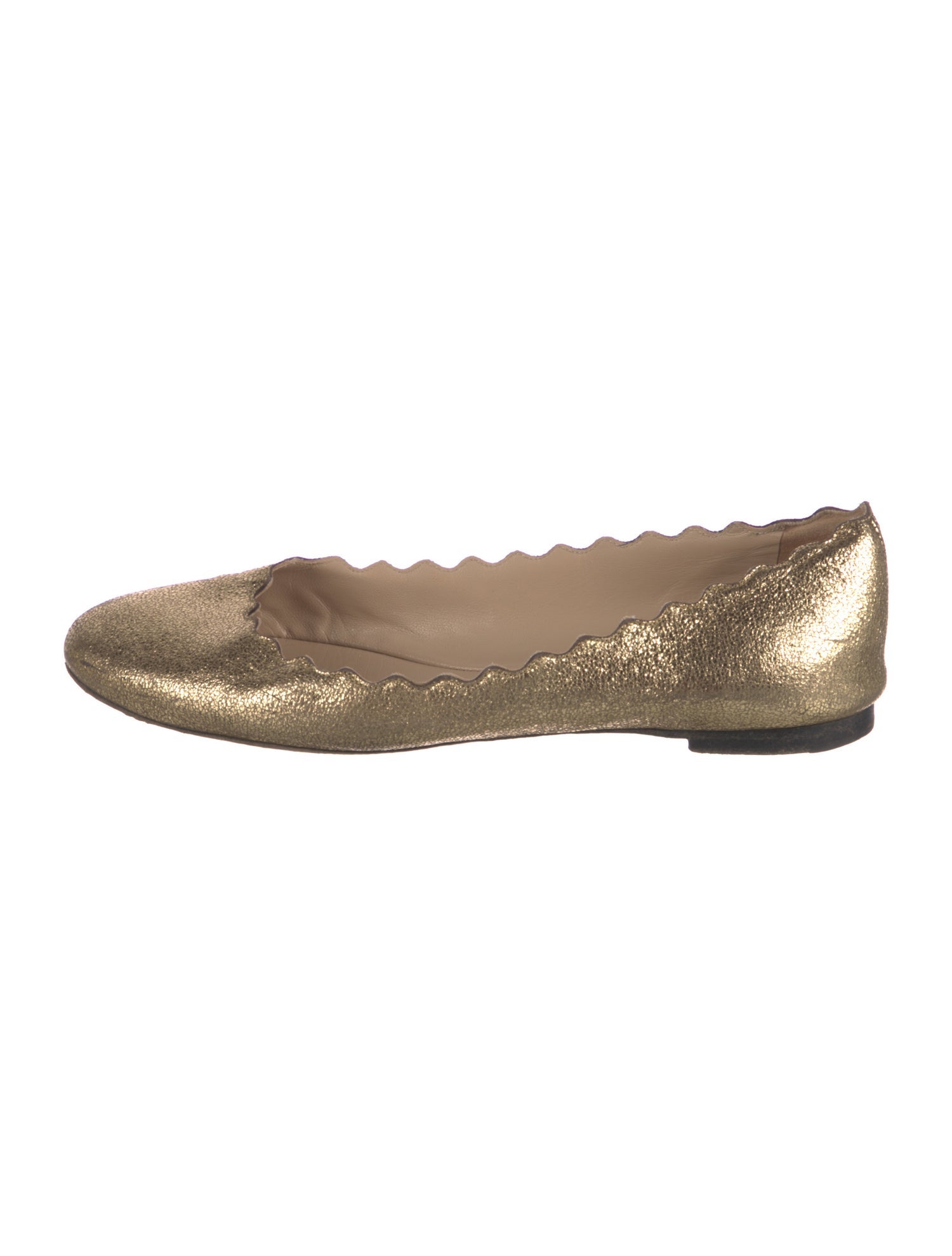 Chloé Leather Scalloped Accent Ballet Flats