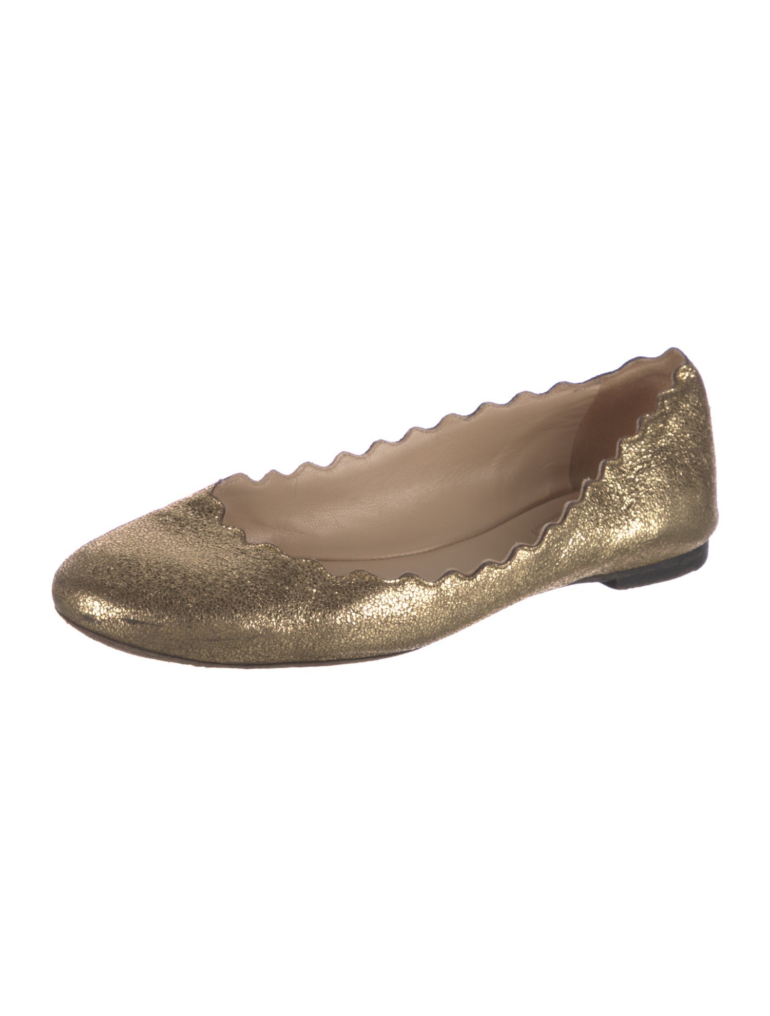 Chloé Leather Scalloped Accent Ballet Flats