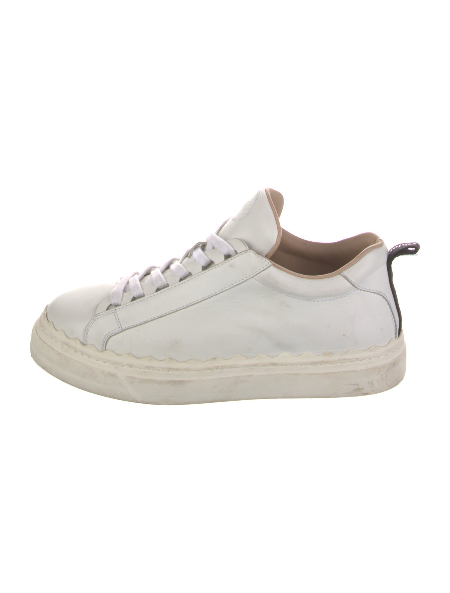Chloé Leather Scalloped Accent Sneakers