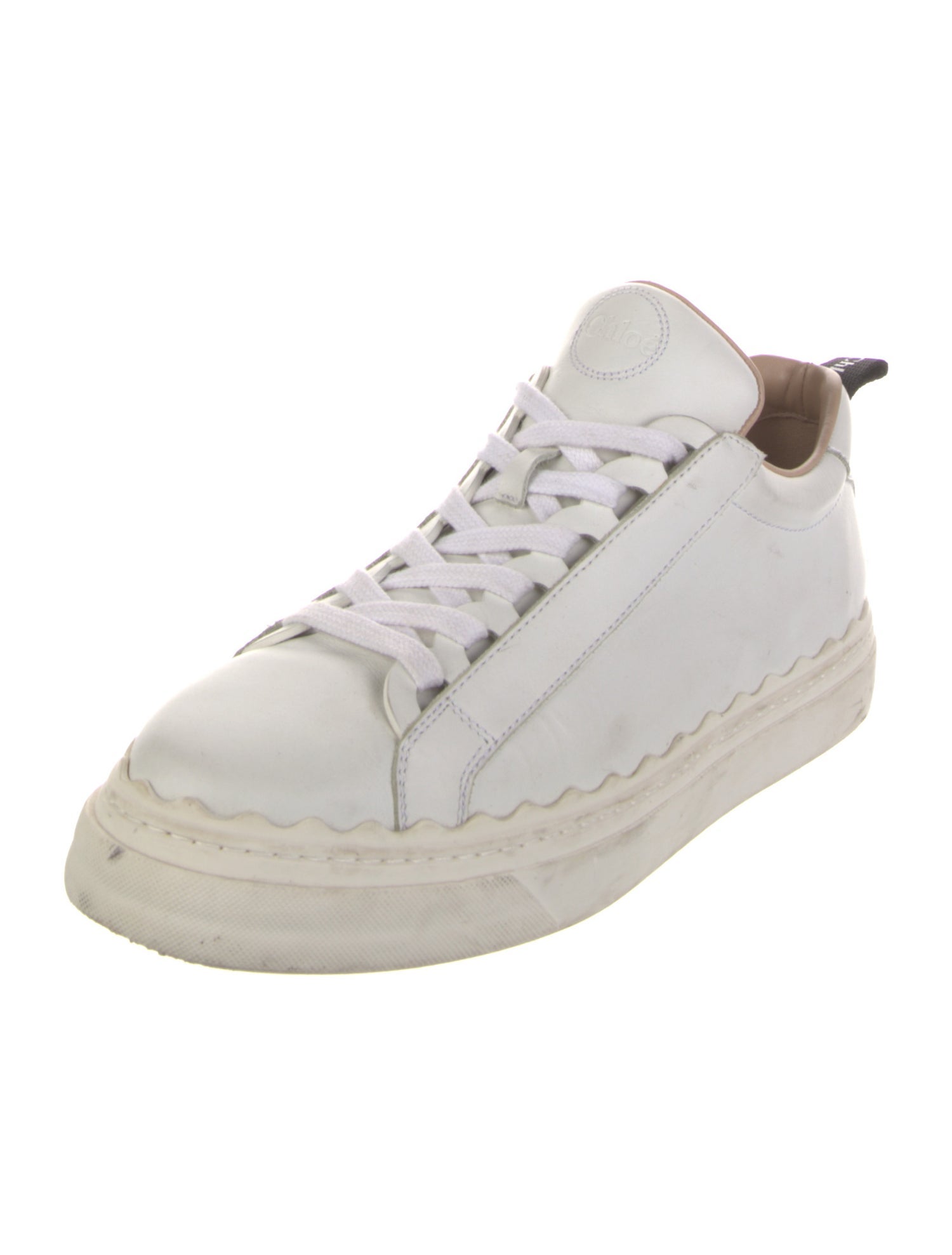 Chloé Leather Scalloped Accent Sneakers