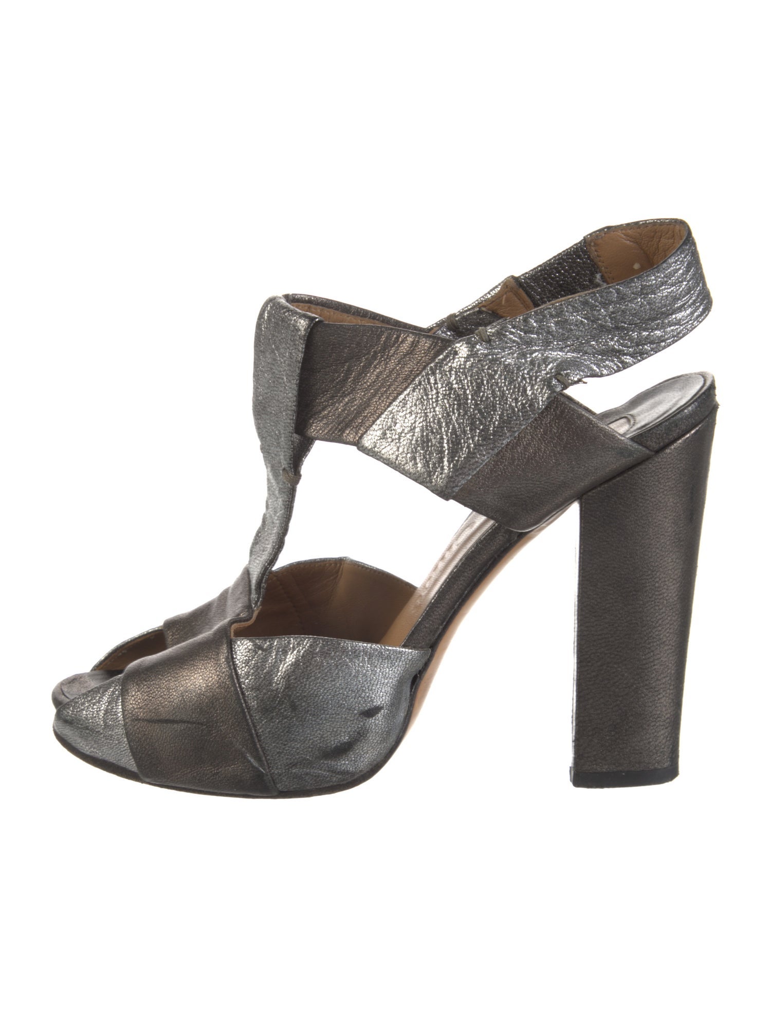 Chloé Leather Colorblock Pattern T-Strap Pumps