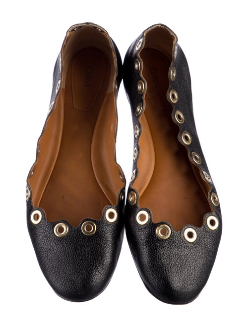 Chloé Leather Eyelet Trim Ballet Flats