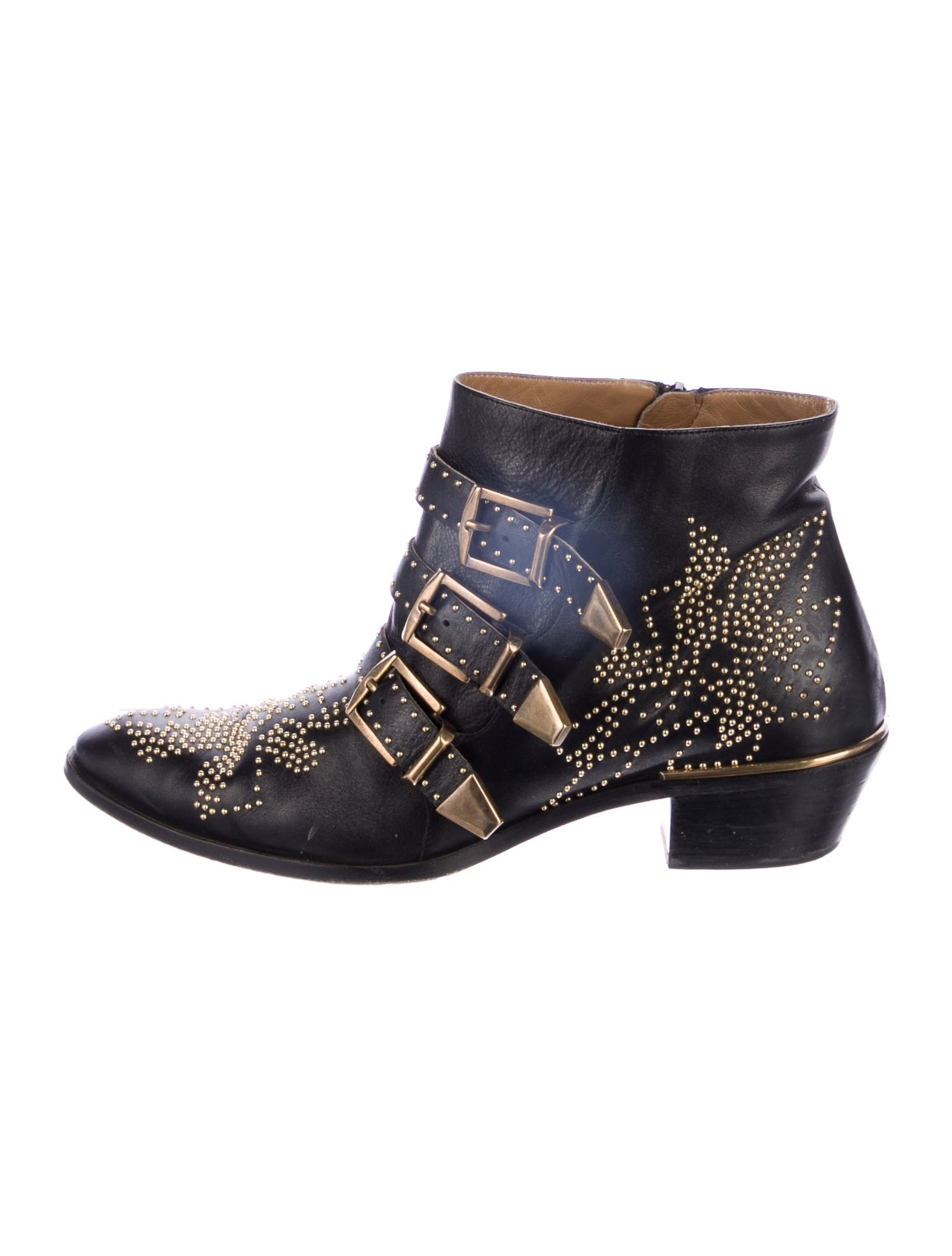 Chloé Leather Studded Accents Boots
