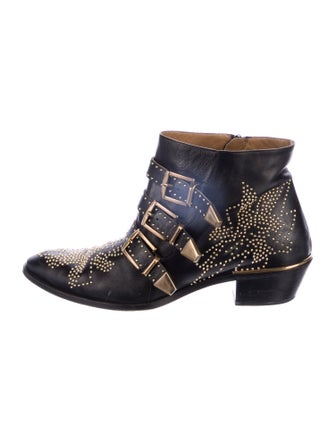 Chloé Leather Studded Accents Boots