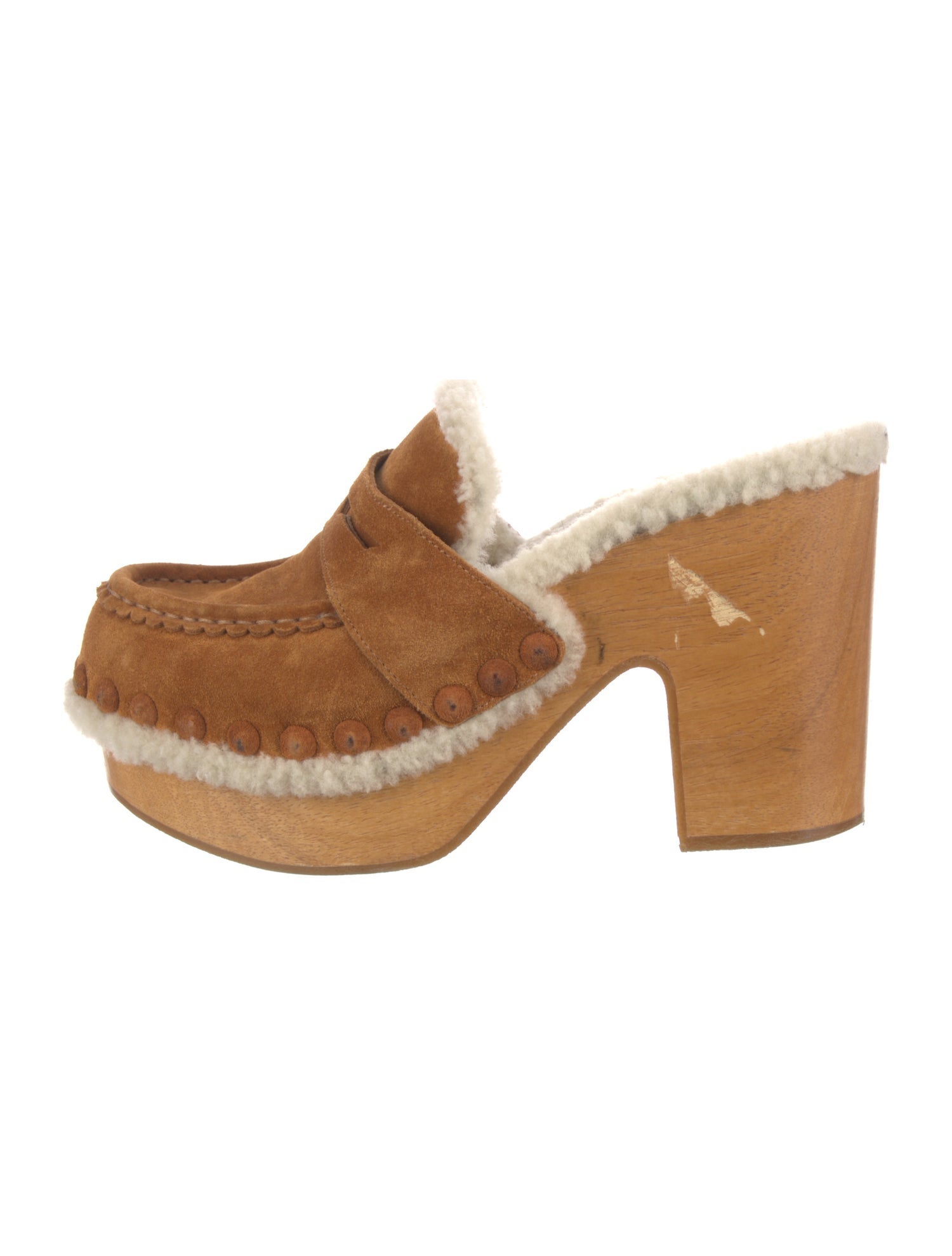 Chloé Suede Colorblock Pattern Mules