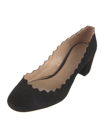 Chloé Suede Scalloped Accent Pumps