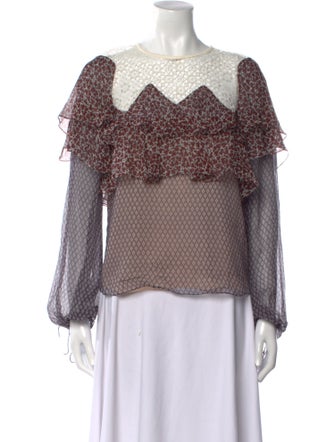 Chloé Silk Plaid Print Blouse