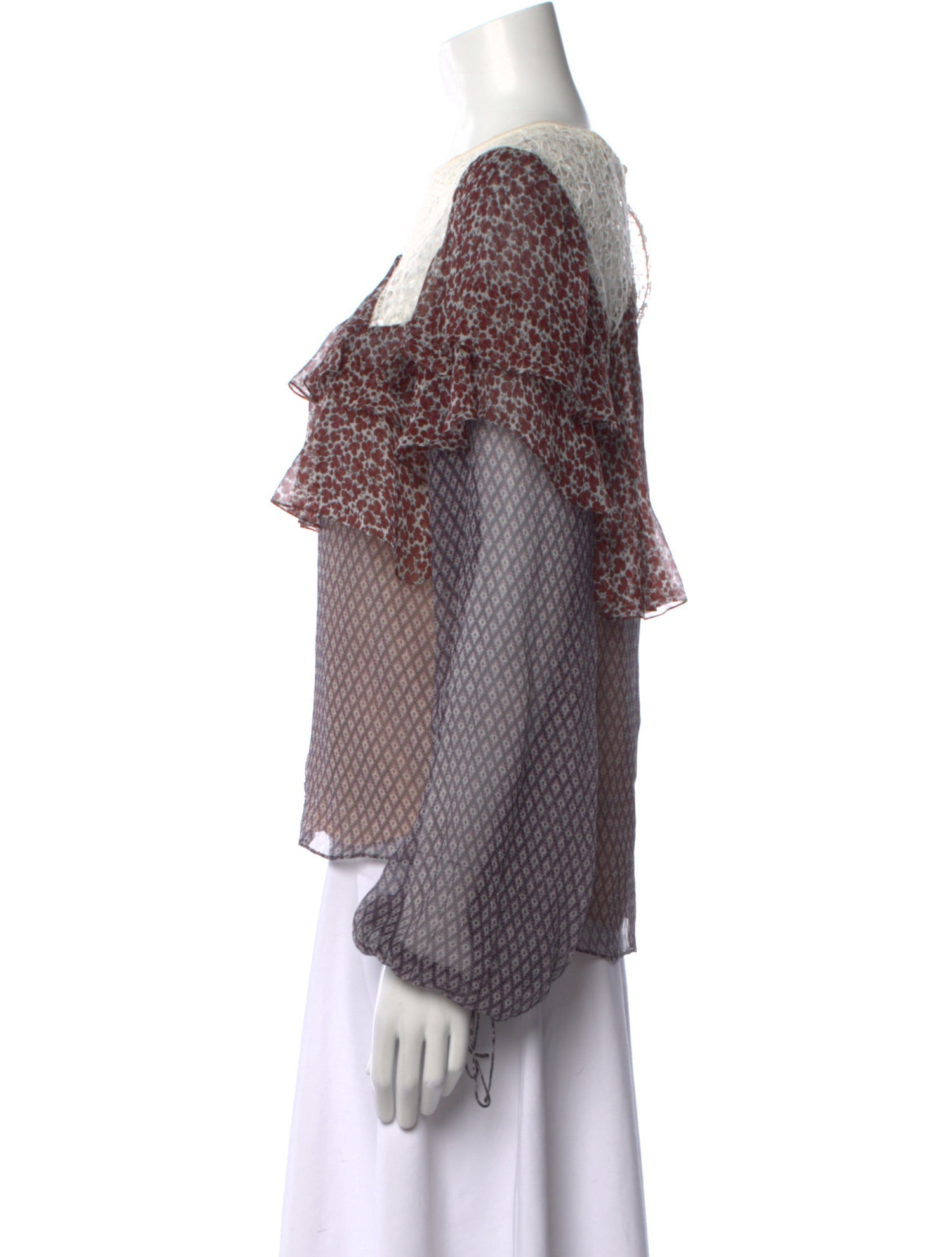 Chloé Silk Plaid Print Blouse