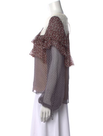 Chloé Silk Plaid Print Blouse