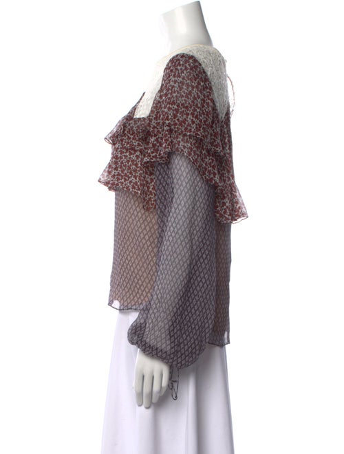 Chloé Silk Plaid Print Blouse