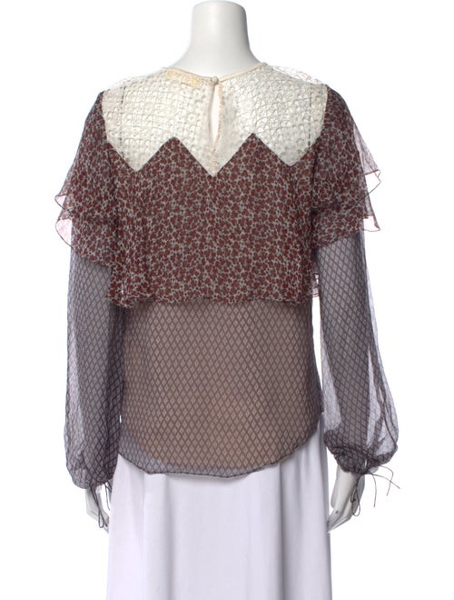 Chloé Silk Plaid Print Blouse