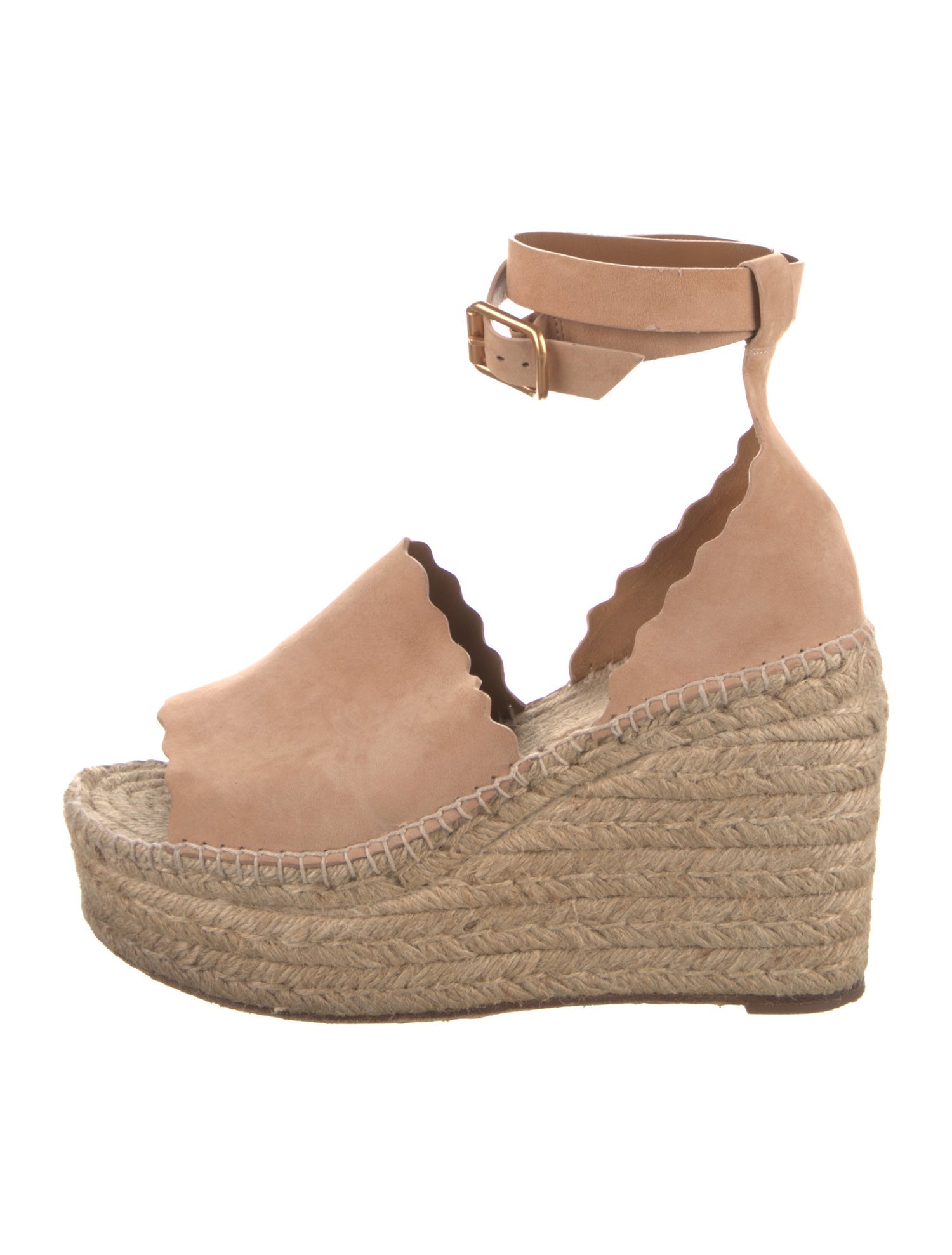 Chloé Suede Scalloped Accent Espadrilles