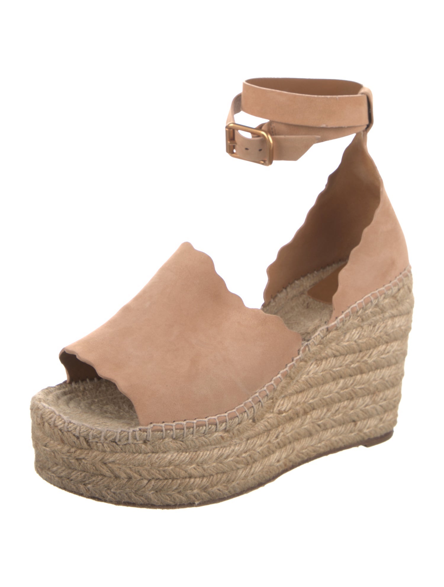 Chloé Suede Scalloped Accent Espadrilles