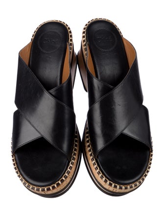 Chloé Leather Whipstitch Trim Slides
