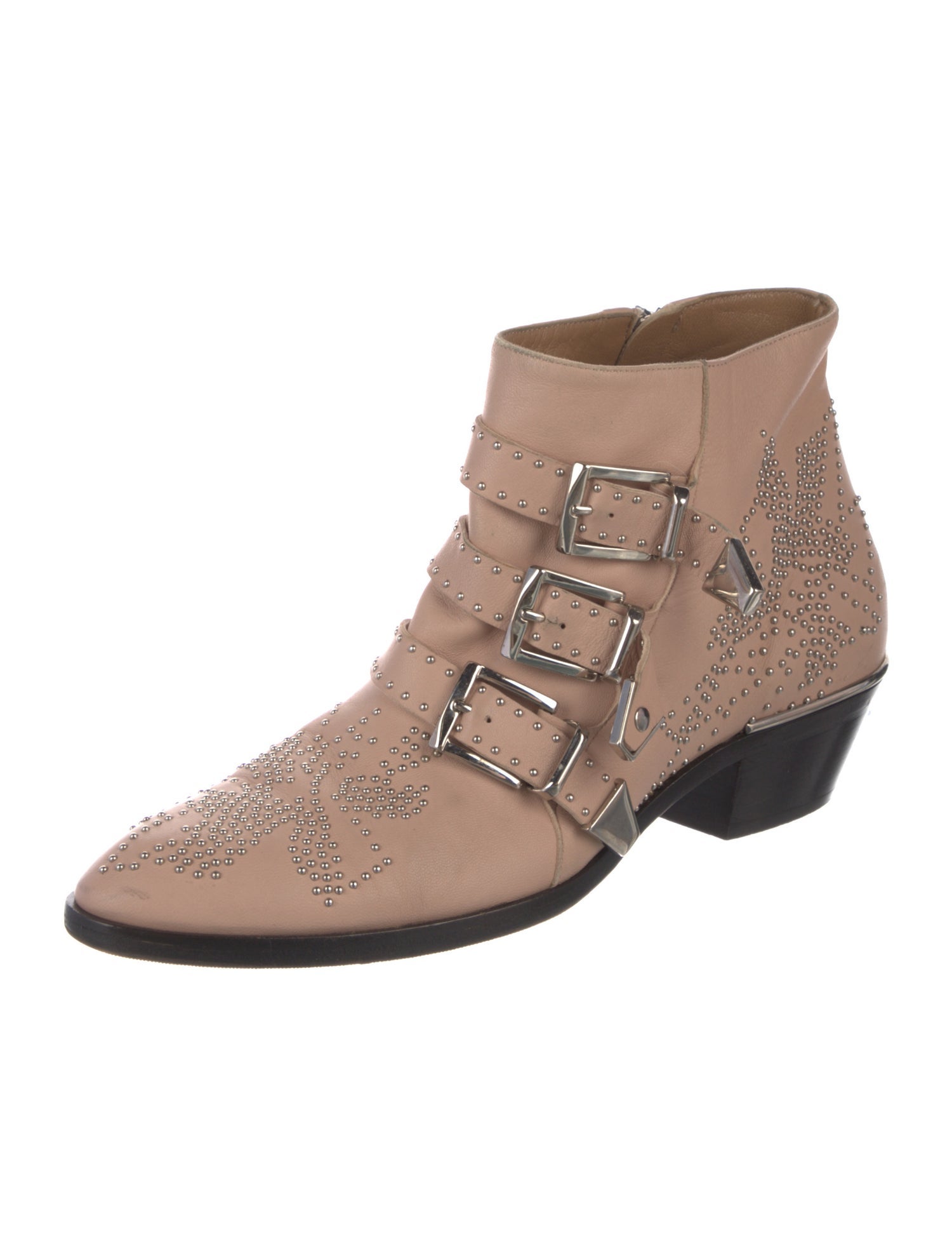 Chloé Leather Studded Accents Western Boots