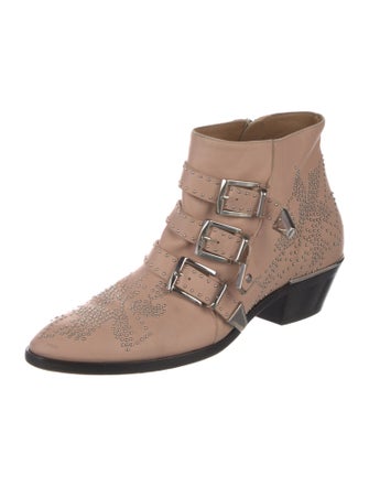 Chloé Leather Studded Accents Western Boots