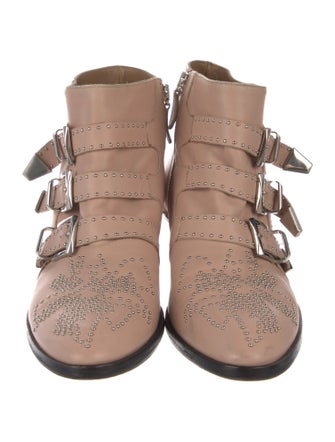 Chloé Leather Studded Accents Western Boots
