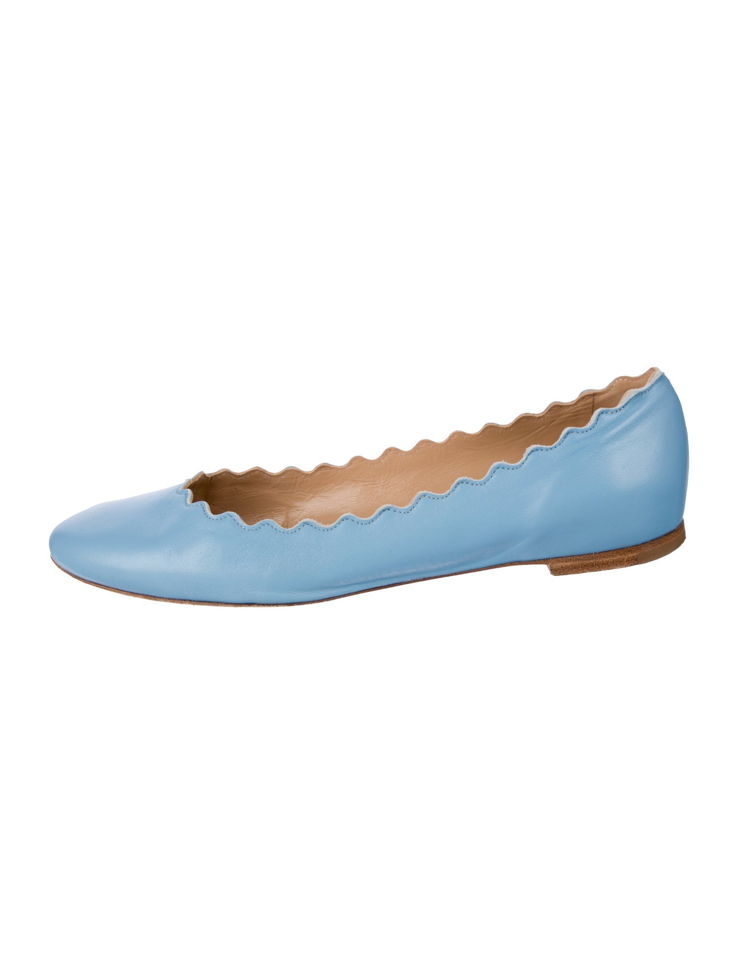 Chloé Leather Scalloped Accent Ballet Flats