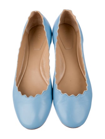 Chloé Leather Scalloped Accent Ballet Flats