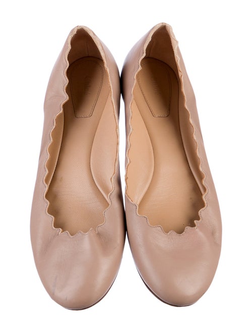 Chloé Leather Scalloped Accent Ballet Flats