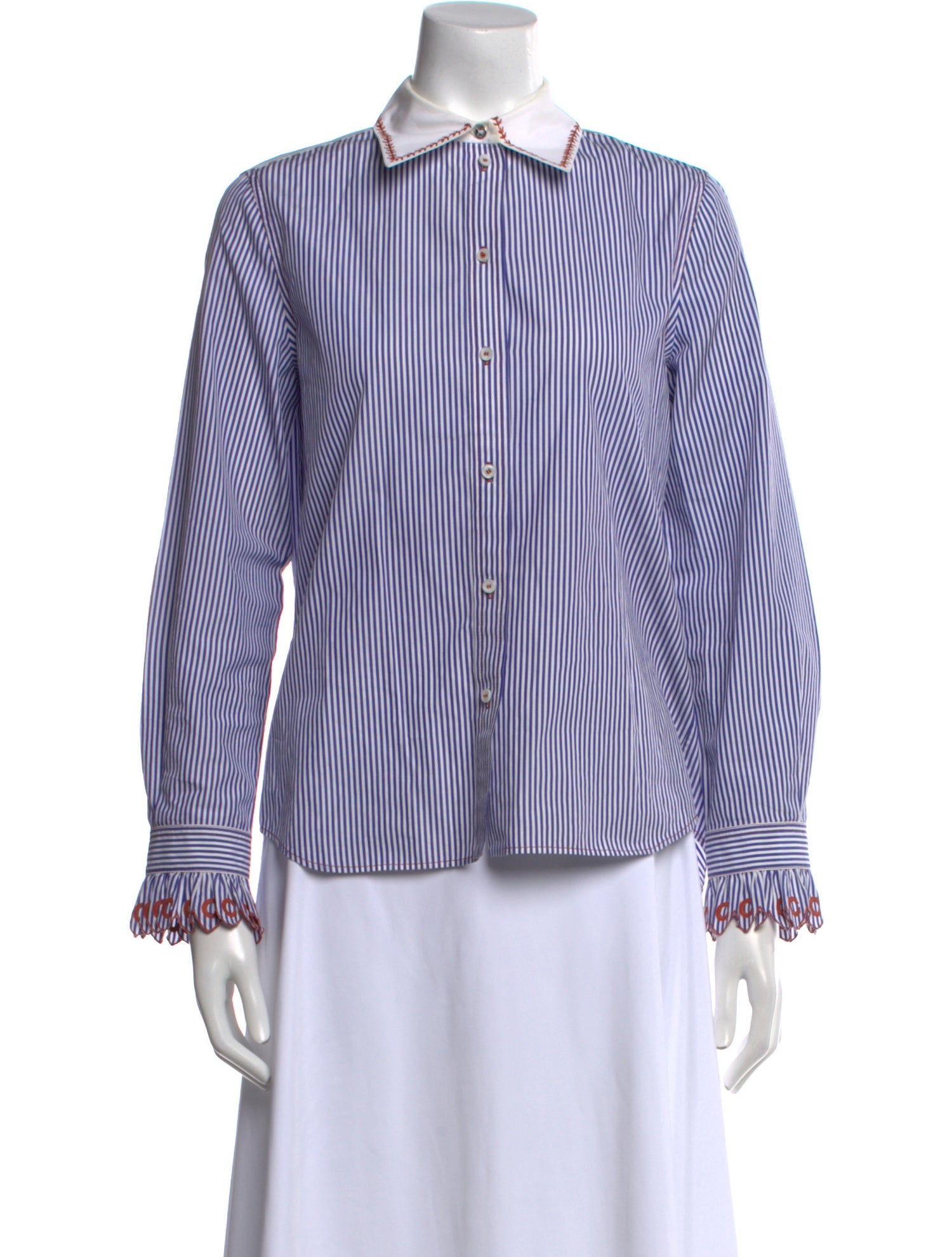 Chloé Striped Long Sleeve Button-Up Top