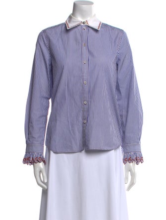 Chloé Striped Long Sleeve Button-Up Top