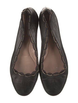 Chloé Leather Chain-Link Accents Ballet Flats