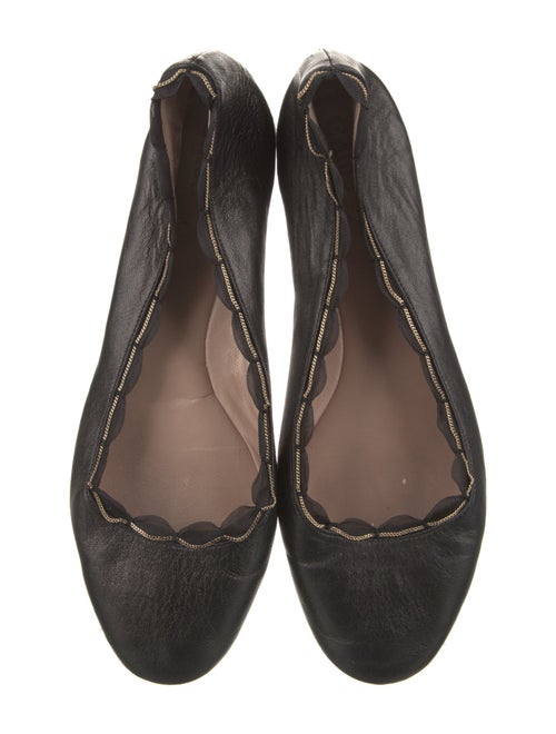 Chloé Leather Chain-Link Accents Ballet Flats
