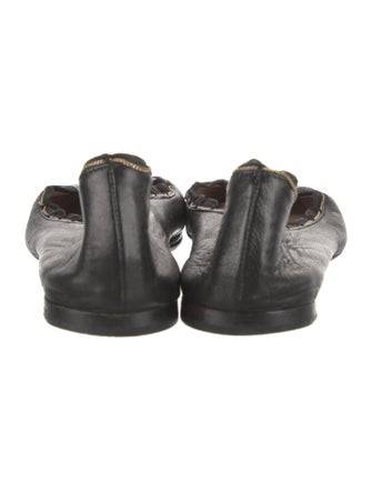 Chloé Leather Chain-Link Accents Ballet Flats