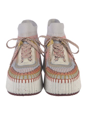 Chloé Patterned Embroidered Accent Wedge Sneakers
