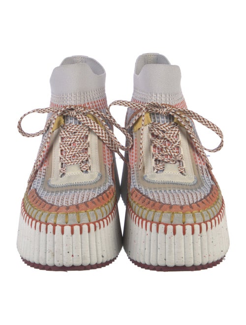 Chloé Patterned Embroidered Accent Wedge Sneakers