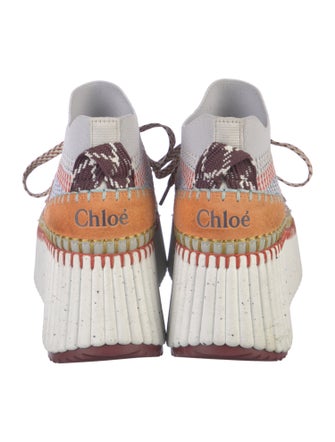 Chloé Patterned Embroidered Accent Wedge Sneakers