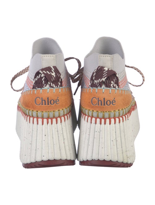 Chloé Patterned Embroidered Accent Wedge Sneakers