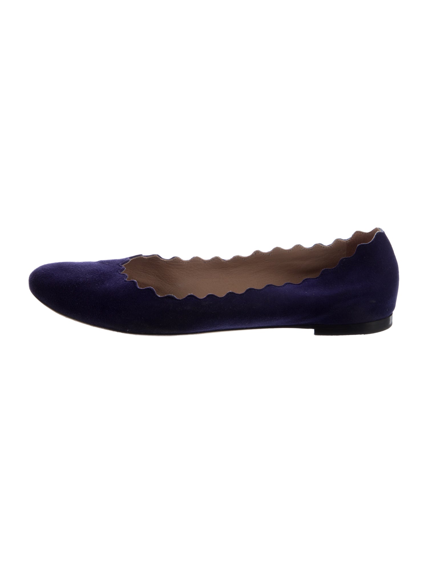 Chloé Suede Scalloped Accent Ballet Flats