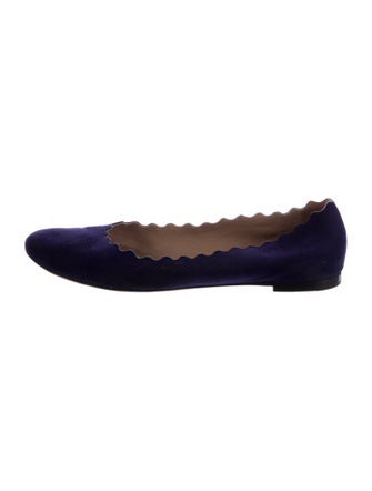 Chloé Suede Scalloped Accent Ballet Flats