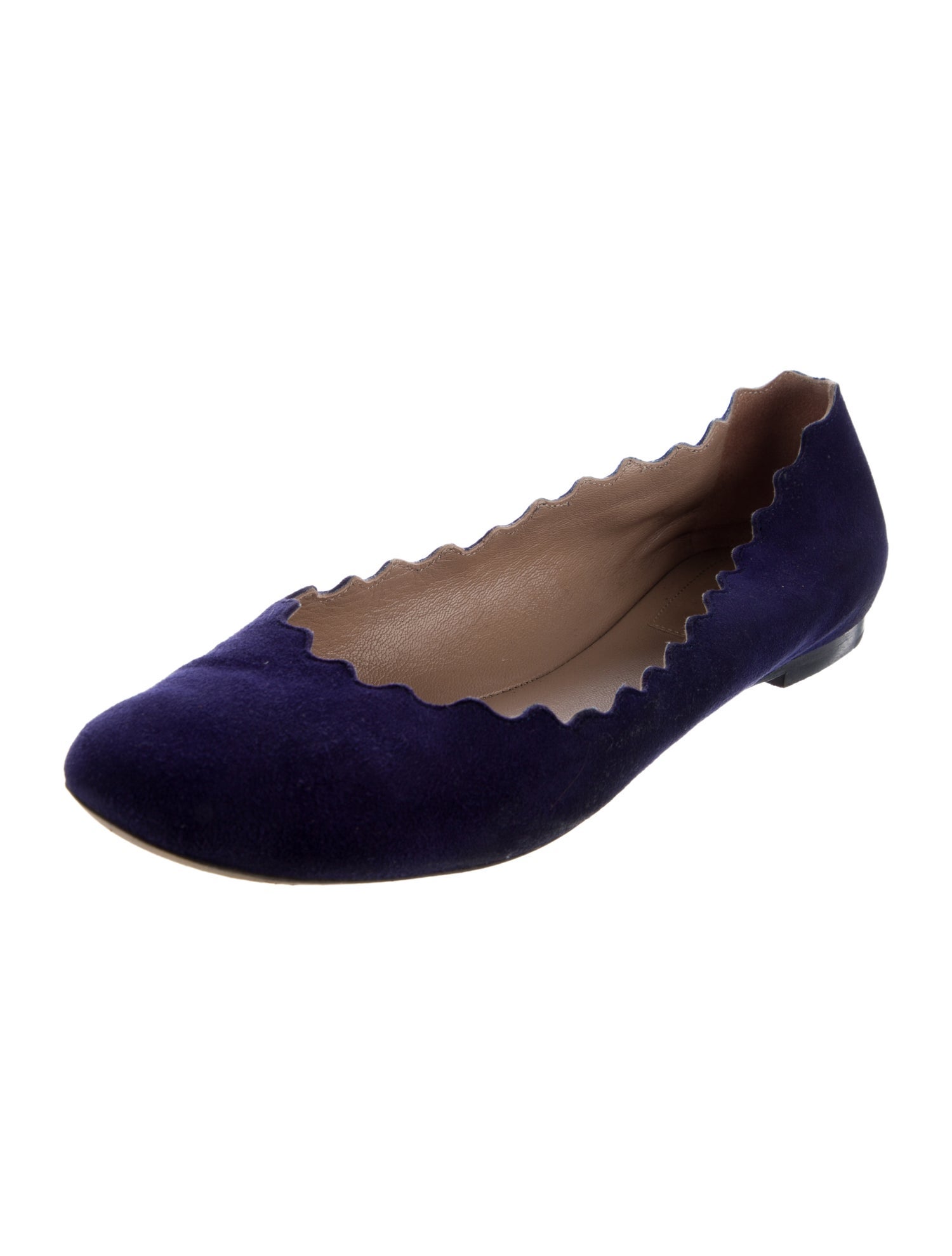 Chloé Suede Scalloped Accent Ballet Flats